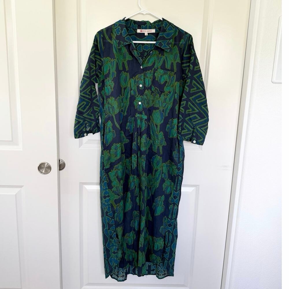 Tuckernuck Ro’s Garden Tulip Navy Lightweight Cotton Button Detail Dress Medium